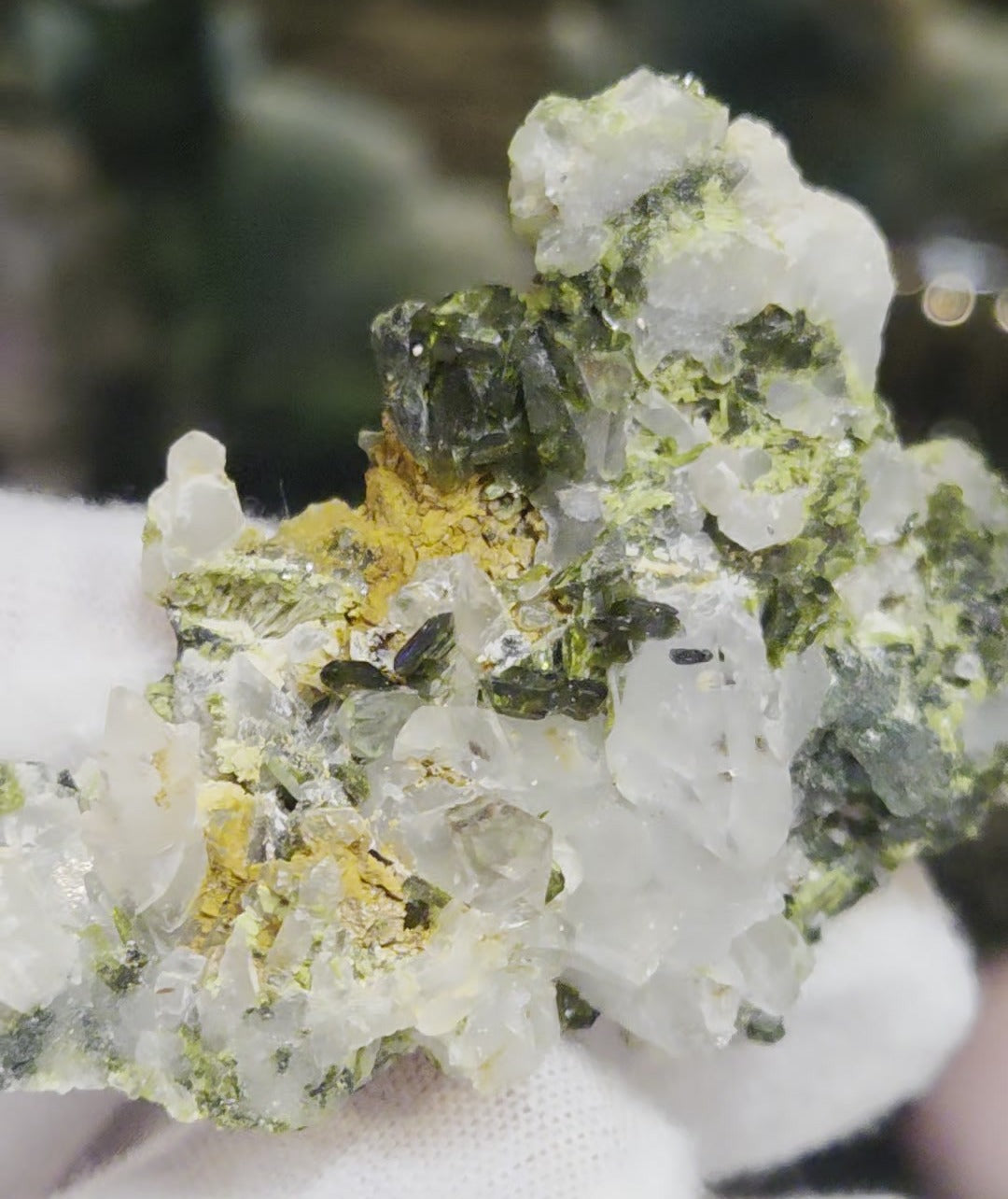 Epidote and quartz on matrix specimen