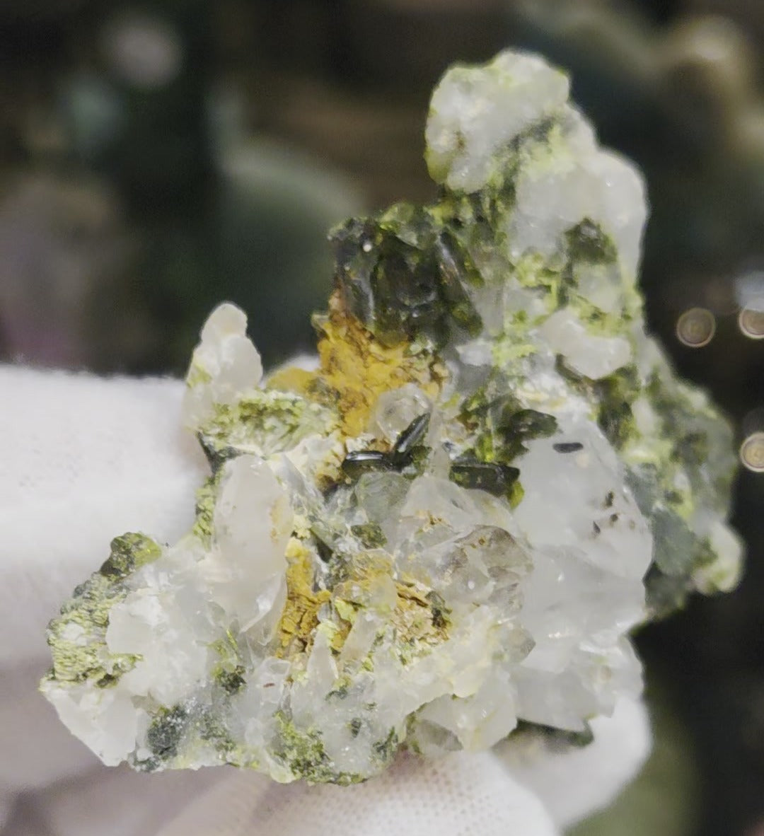 Epidote and quartz on matrix specimen