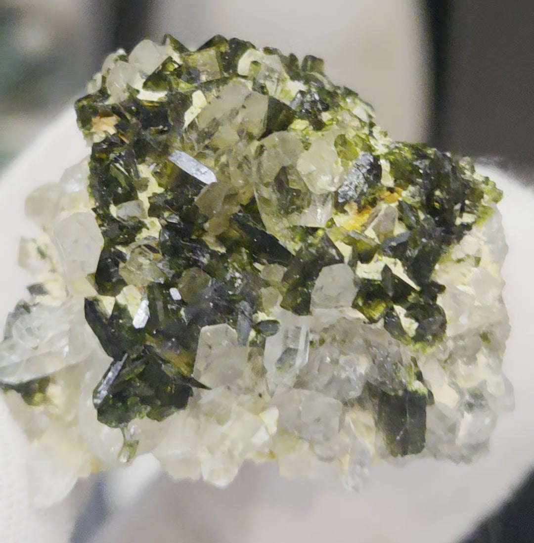 Epidote and quartz on matrix specimen