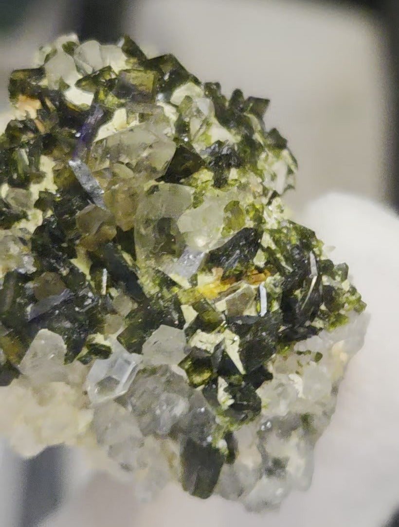 Epidote and quartz on matrix specimen