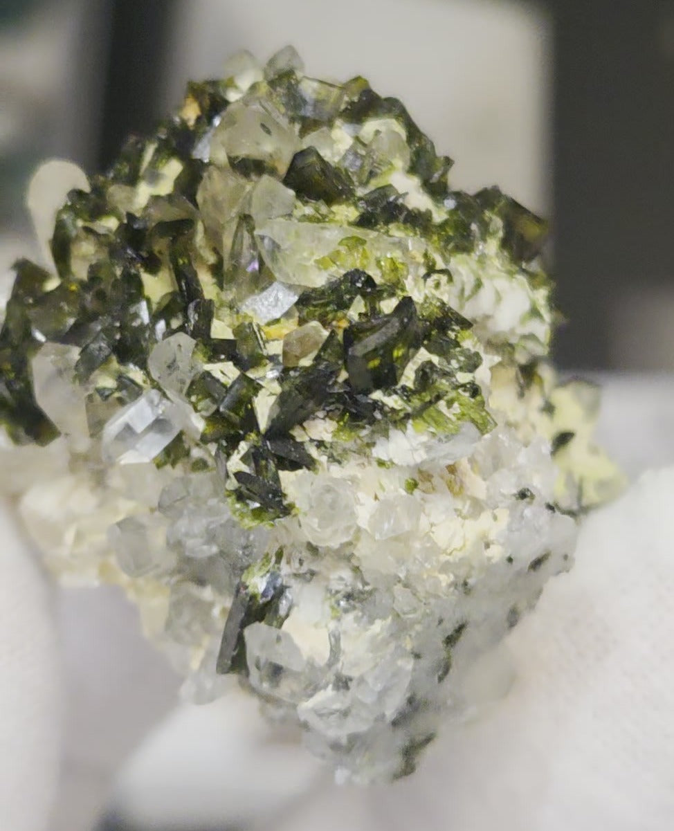 Epidote and quartz on matrix specimen