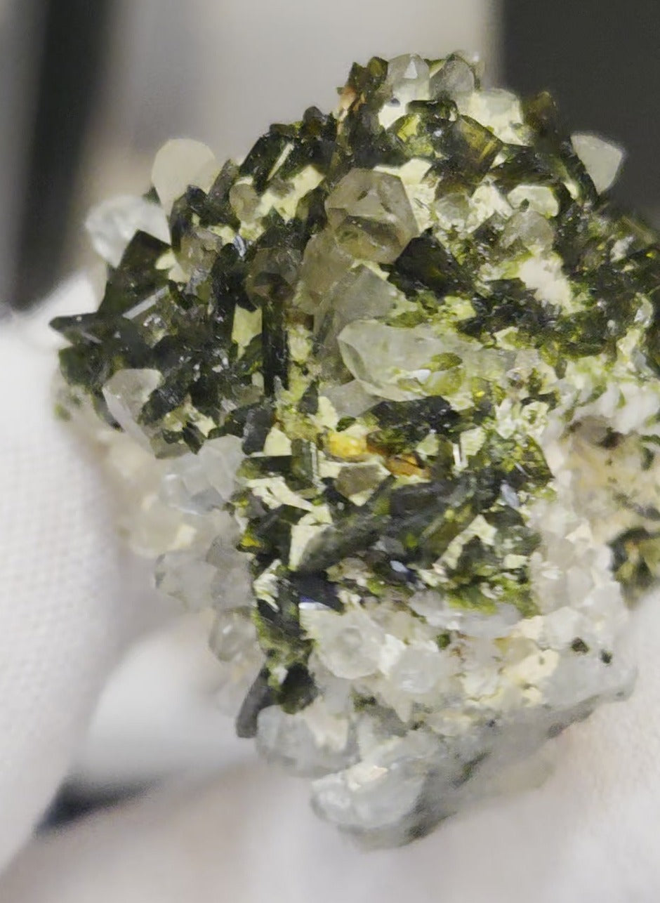 Epidote and quartz on matrix specimen