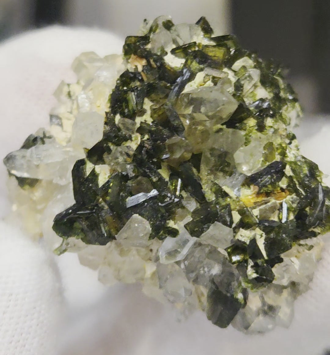 Epidote and quartz on matrix specimen