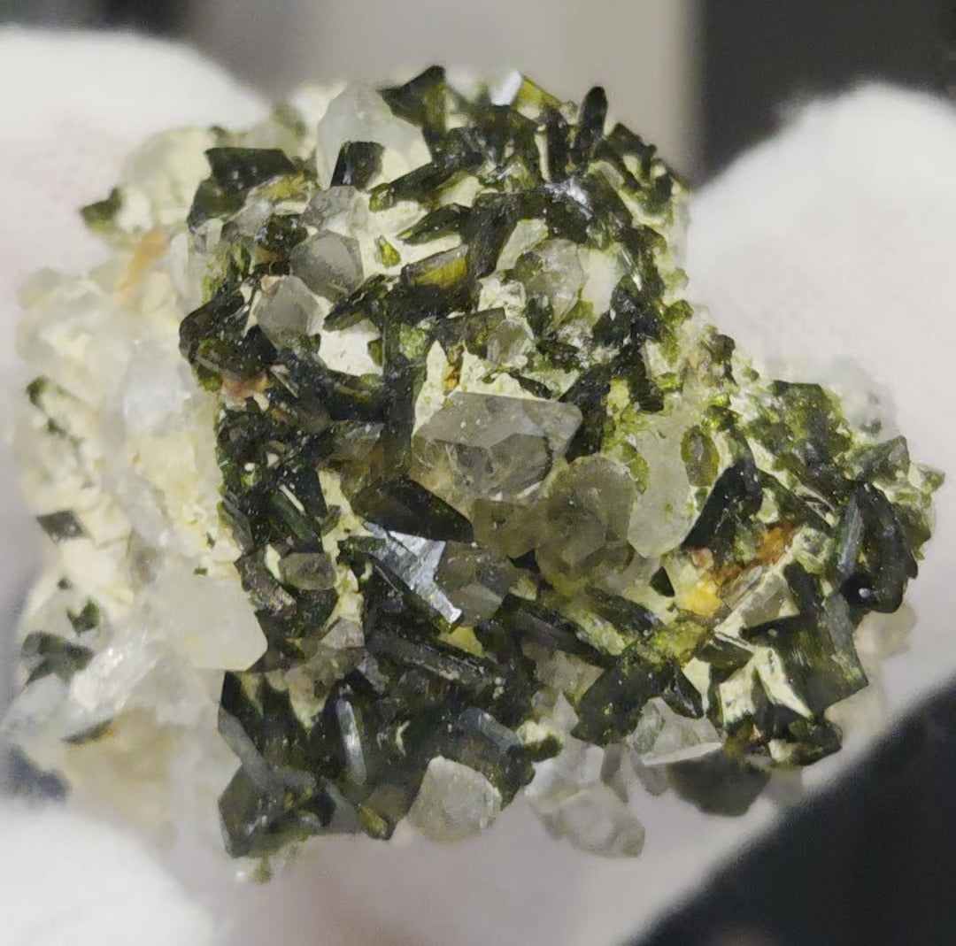 Epidote and quartz on matrix specimen