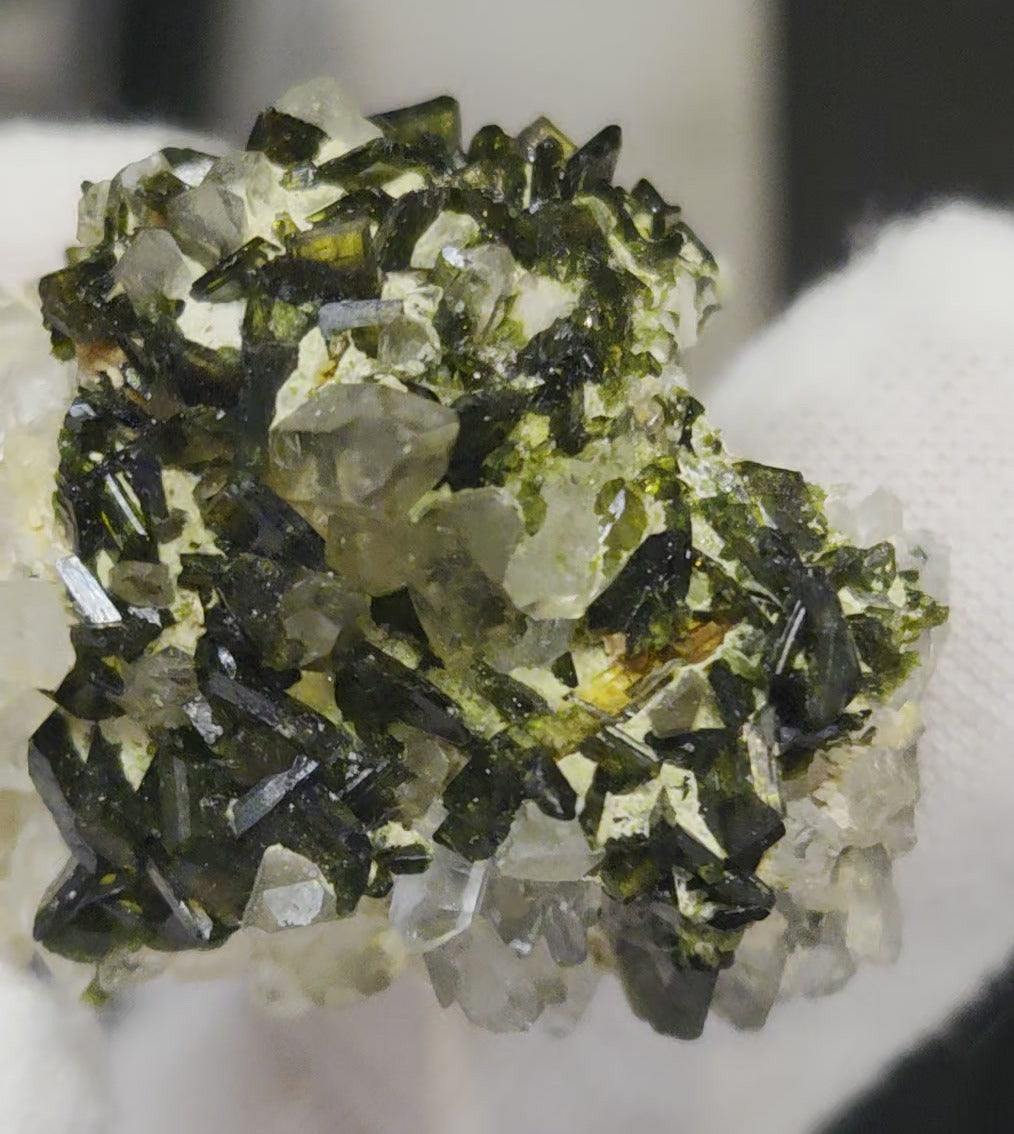 Epidote and quartz on matrix specimen