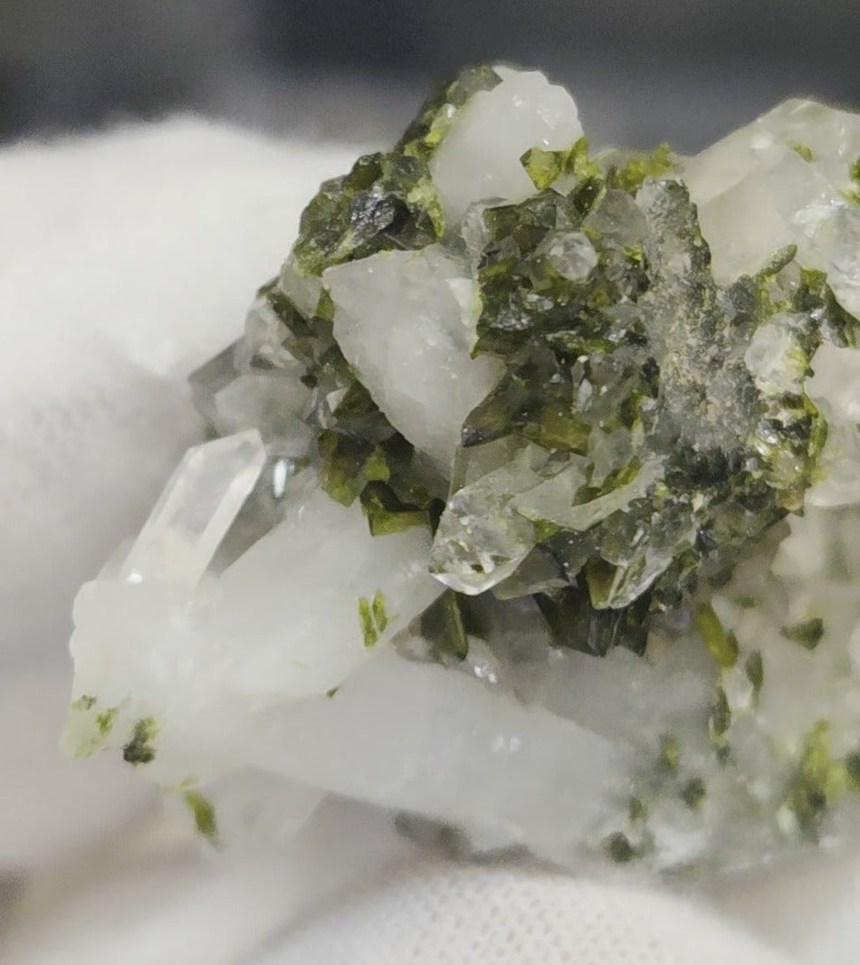 Epidote and quartz on matrix specimen