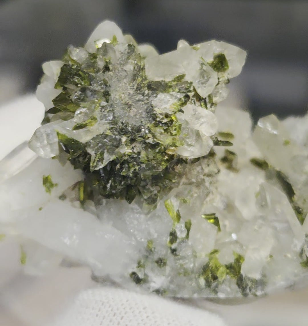 Epidote and quartz on matrix specimen