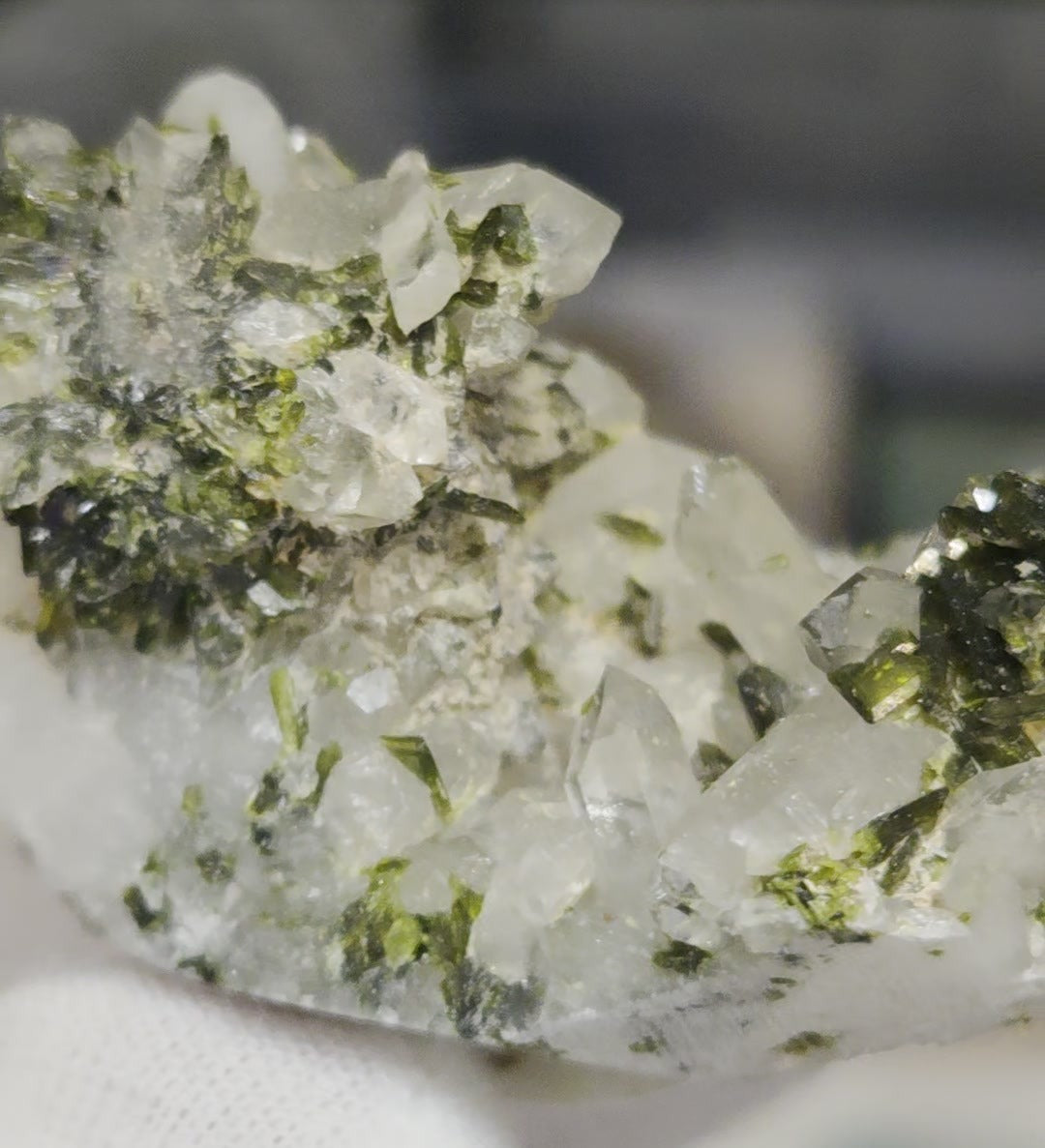 Epidote and quartz on matrix specimen