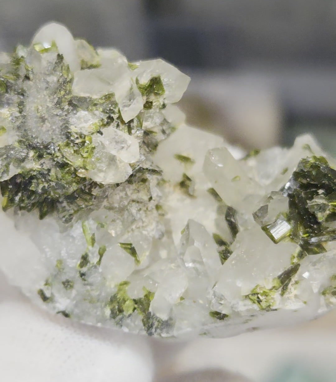 Epidote and quartz on matrix specimen