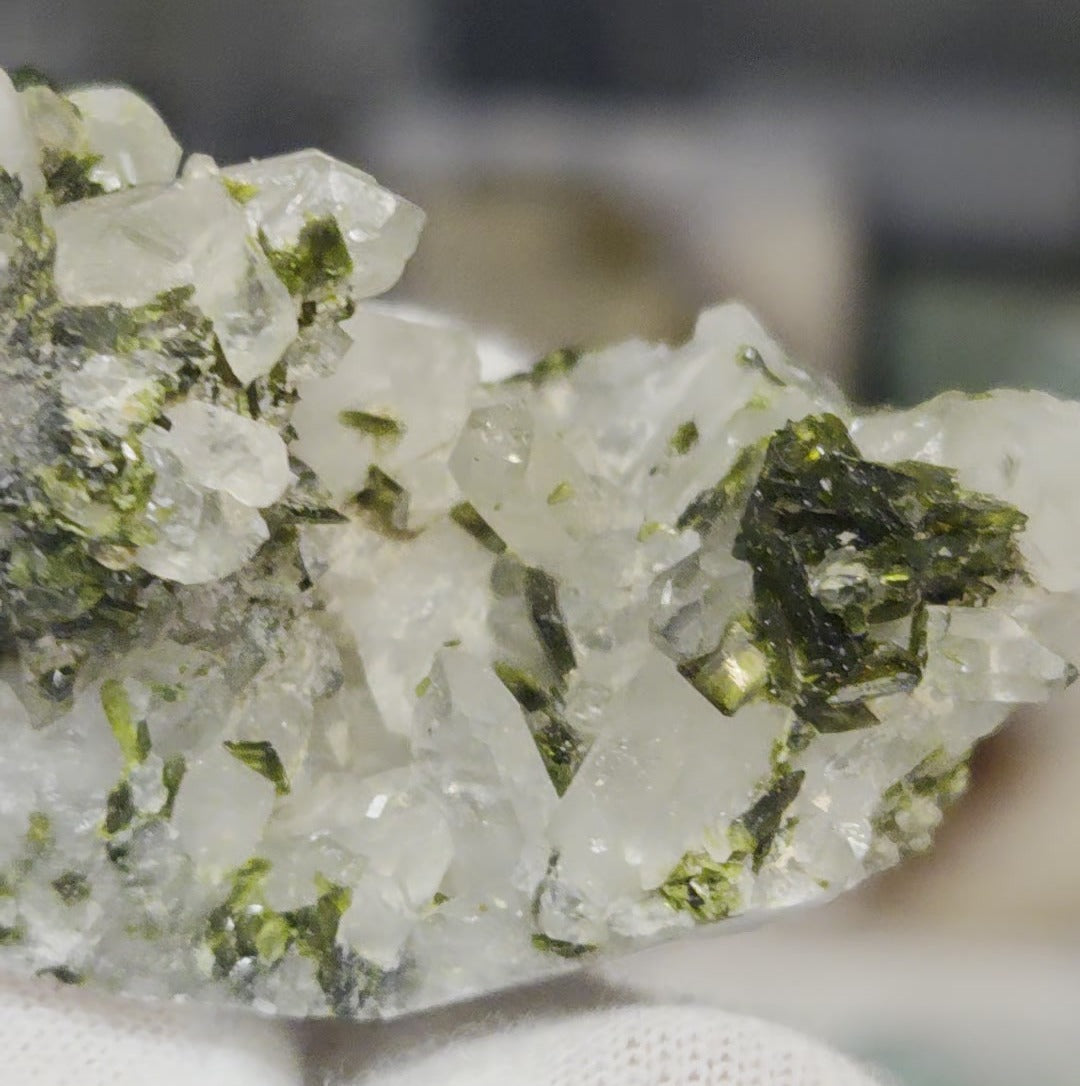 Epidote and quartz on matrix specimen