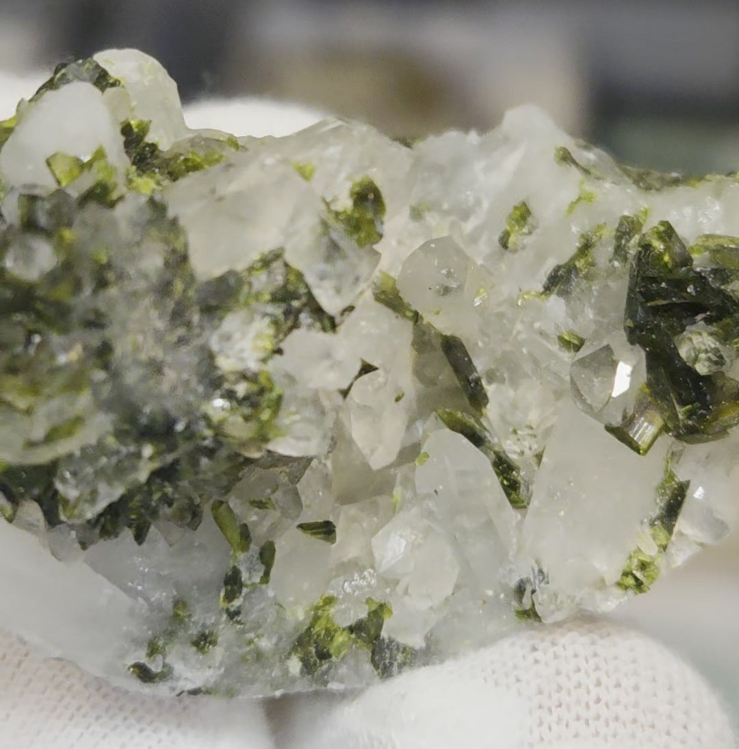 Epidote and quartz on matrix specimen