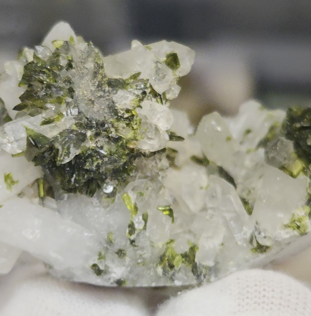Epidote and quartz on matrix specimen