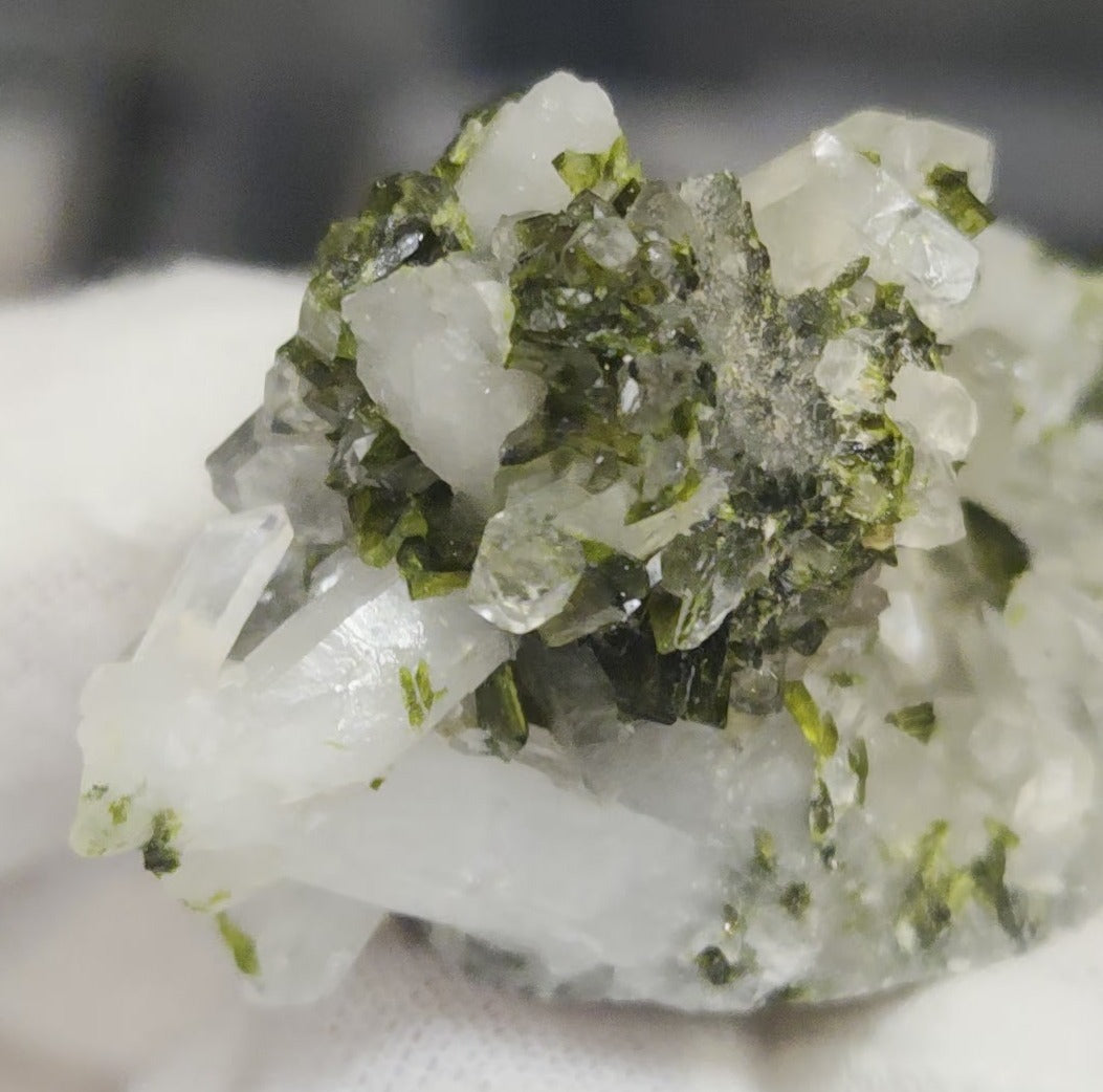 Epidote and quartz on matrix specimen