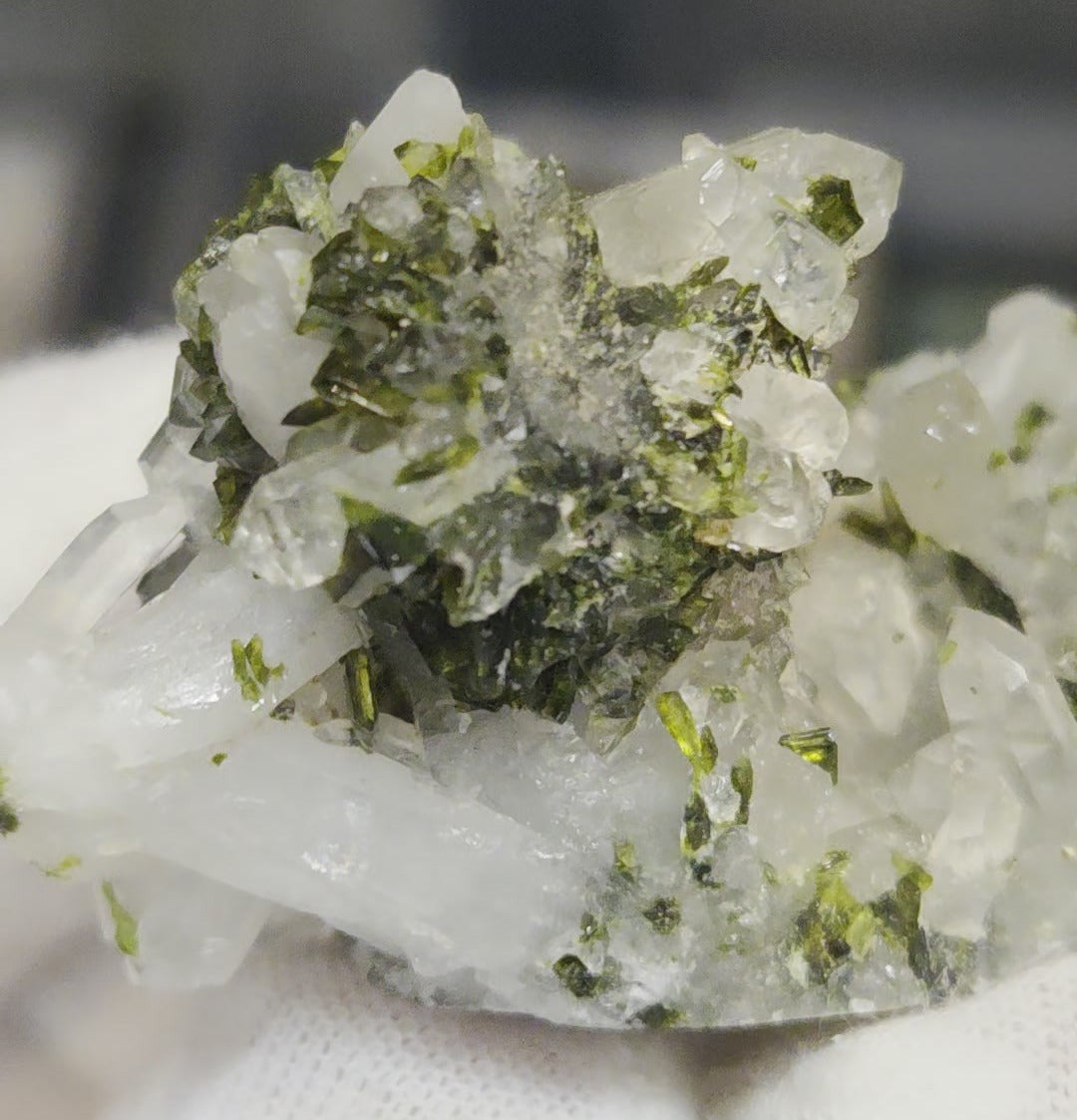 Epidote and quartz on matrix specimen