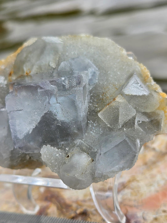 Blue Octahedral Fluorite Crystal Cluster | Natural Fluorite Mineral Specimen