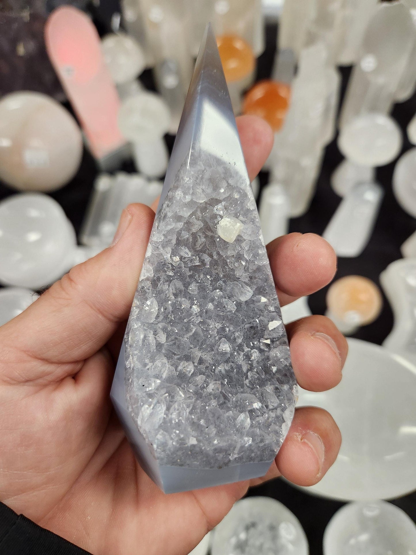 Agate Diamond with Druzy - Amplified & Focused Energy for Spiritual Emotional and Mental Healing.