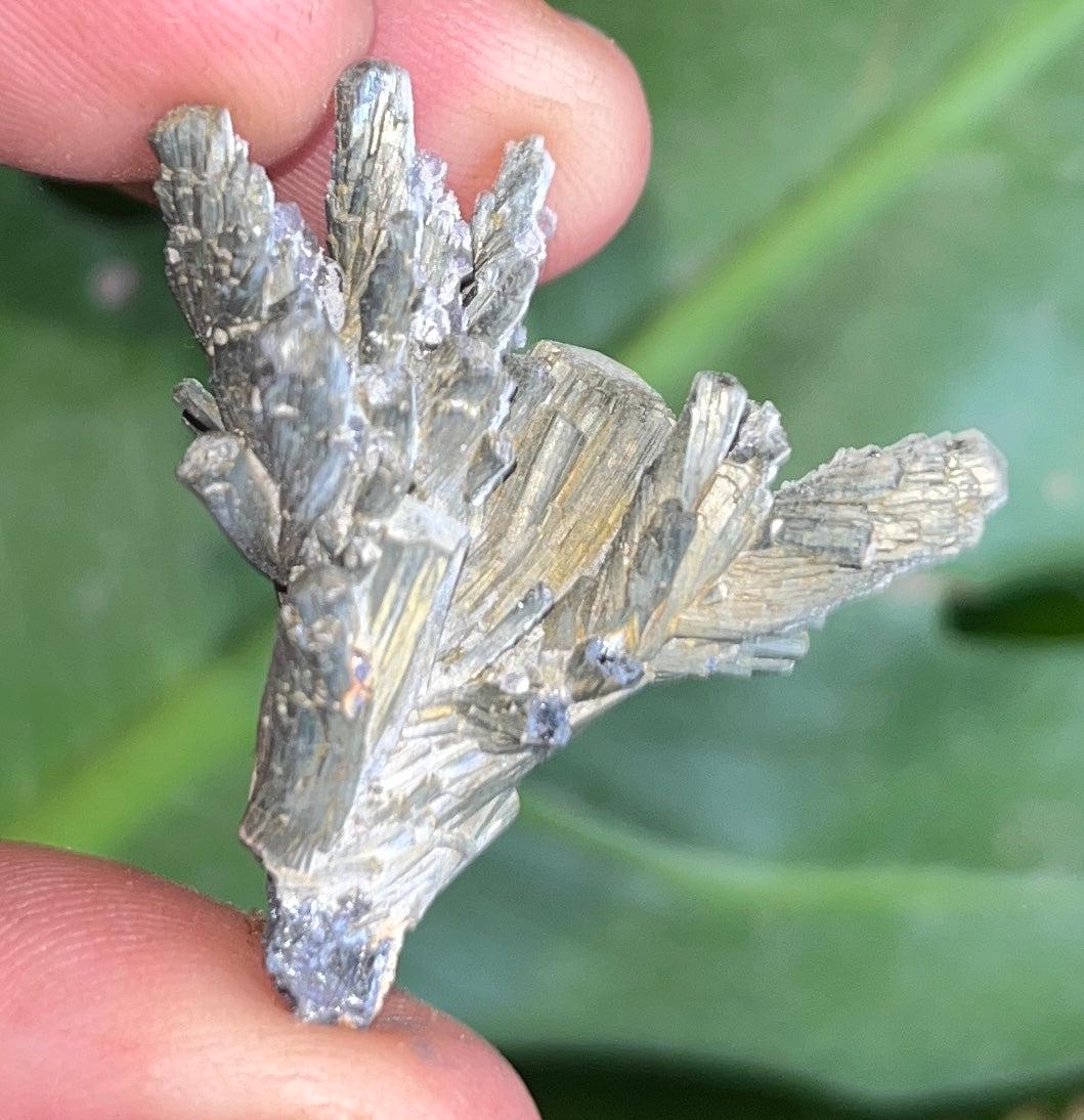 Stibnite With Fluorite Blade | Uv Reactive Crystal Specimen | Fluorescent Mineral