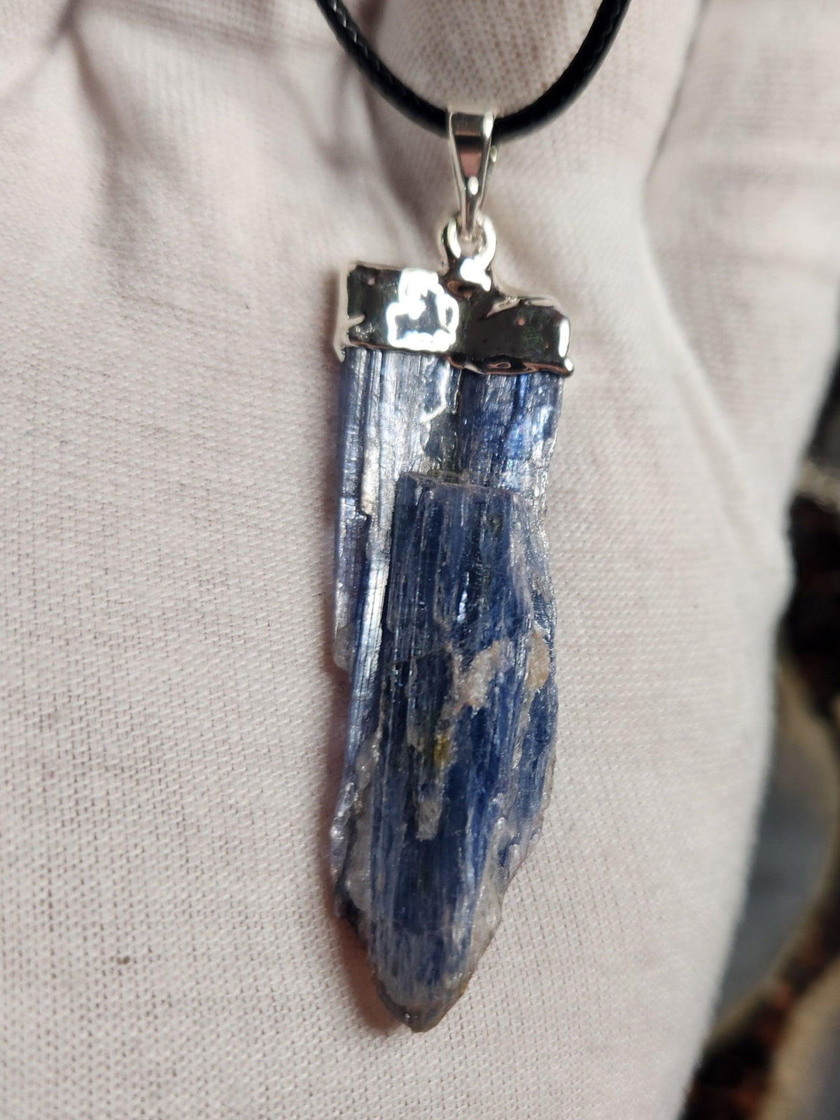 Natural Blue Kyanite Crystal Necklace | Raw Kyanite Pendant