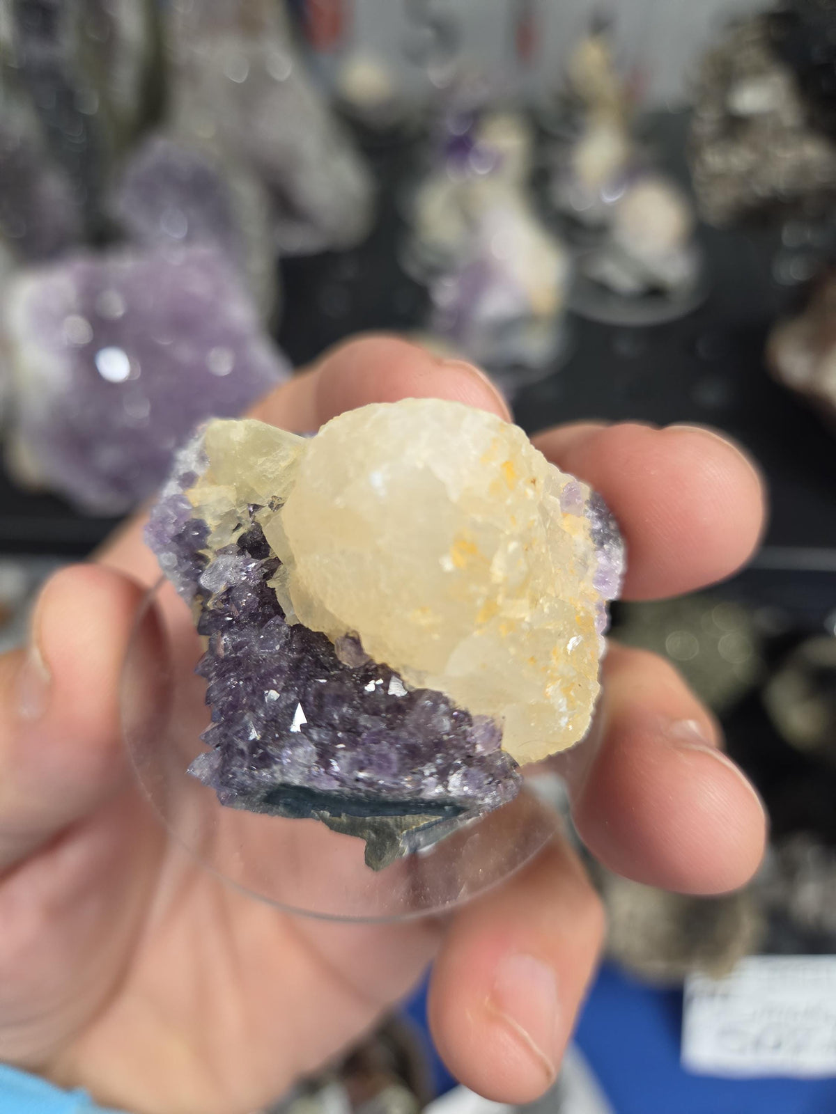 Stunning Dark Purple Brazil Amethyst with Large Calcite Crystal