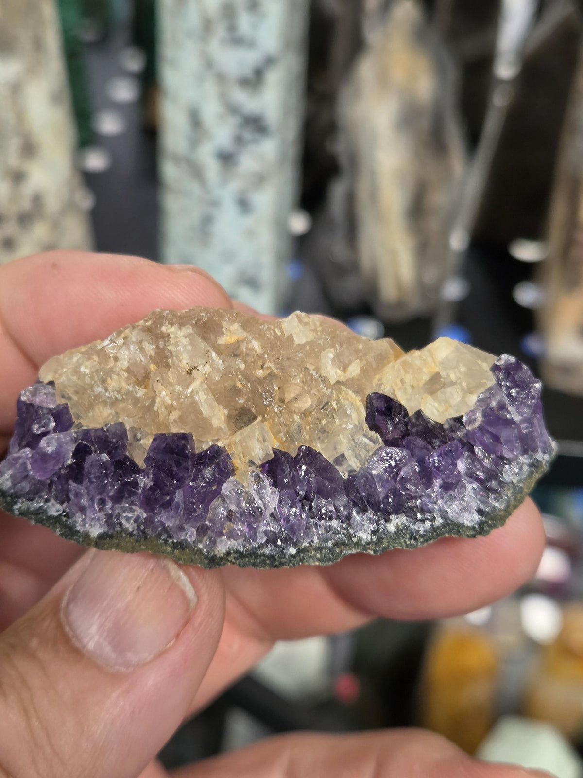 Stunning Dark Purple Brazil Amethyst with Large Calcite Crystal