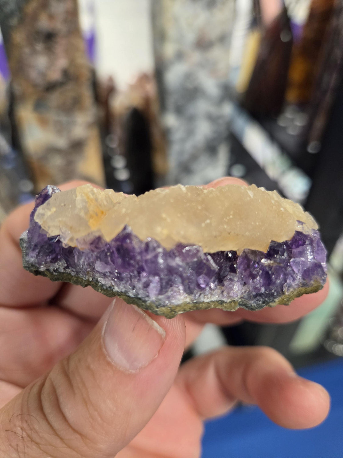 Stunning Dark Purple Brazil Amethyst with Large Calcite Crystal