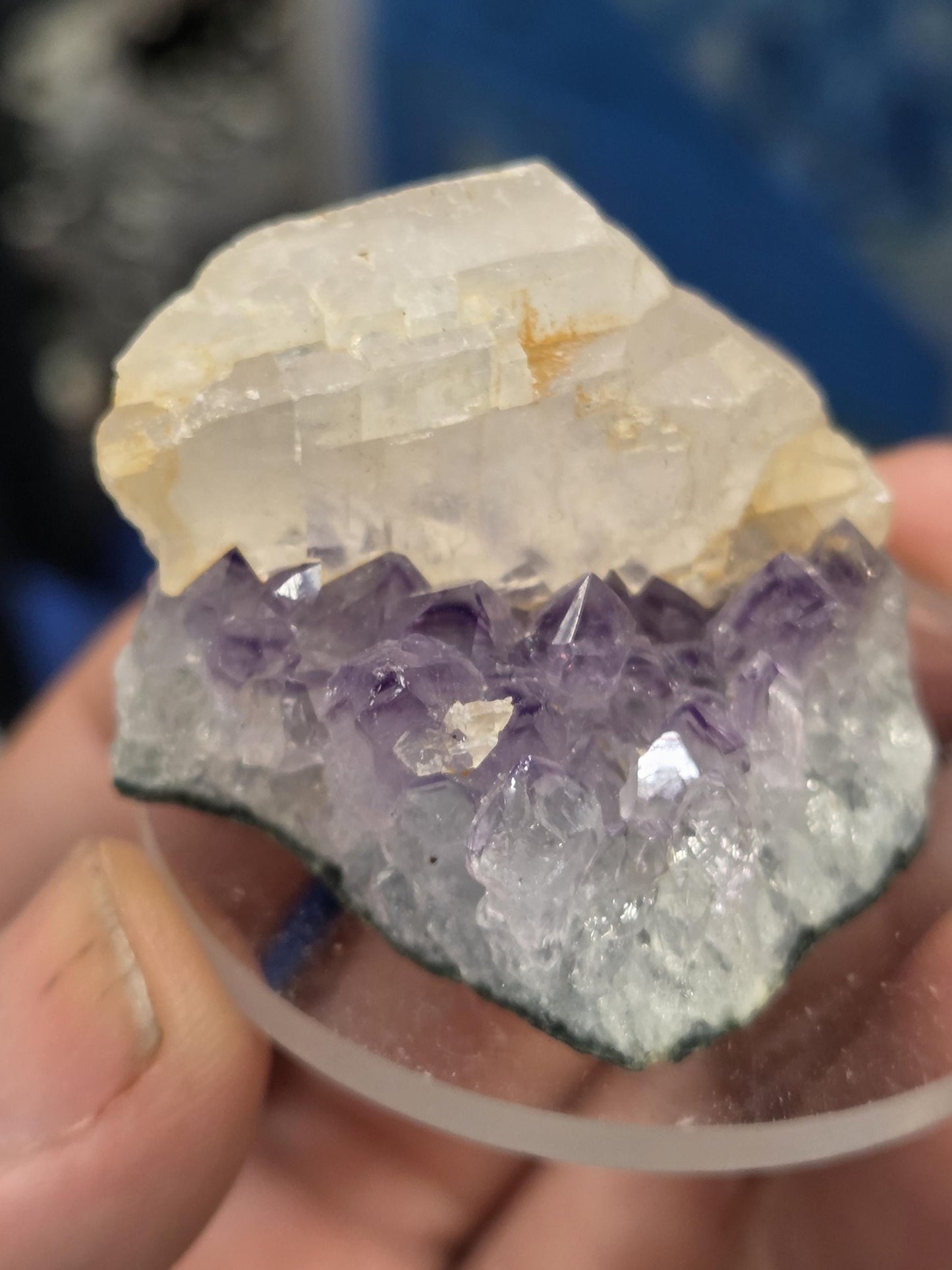 Stunning Dark Purple Brazil Amethyst with Large Calcite Crystal