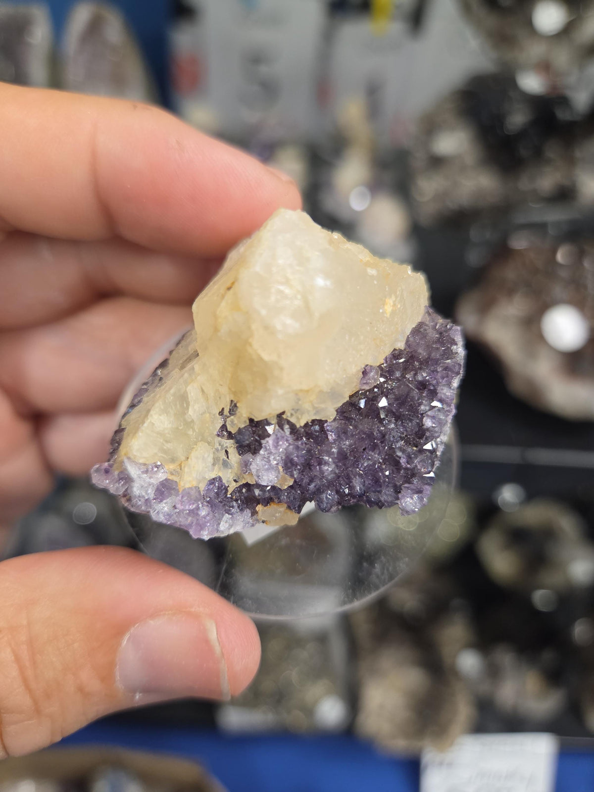 Stunning Dark Purple Brazil Amethyst with Large Calcite Crystal