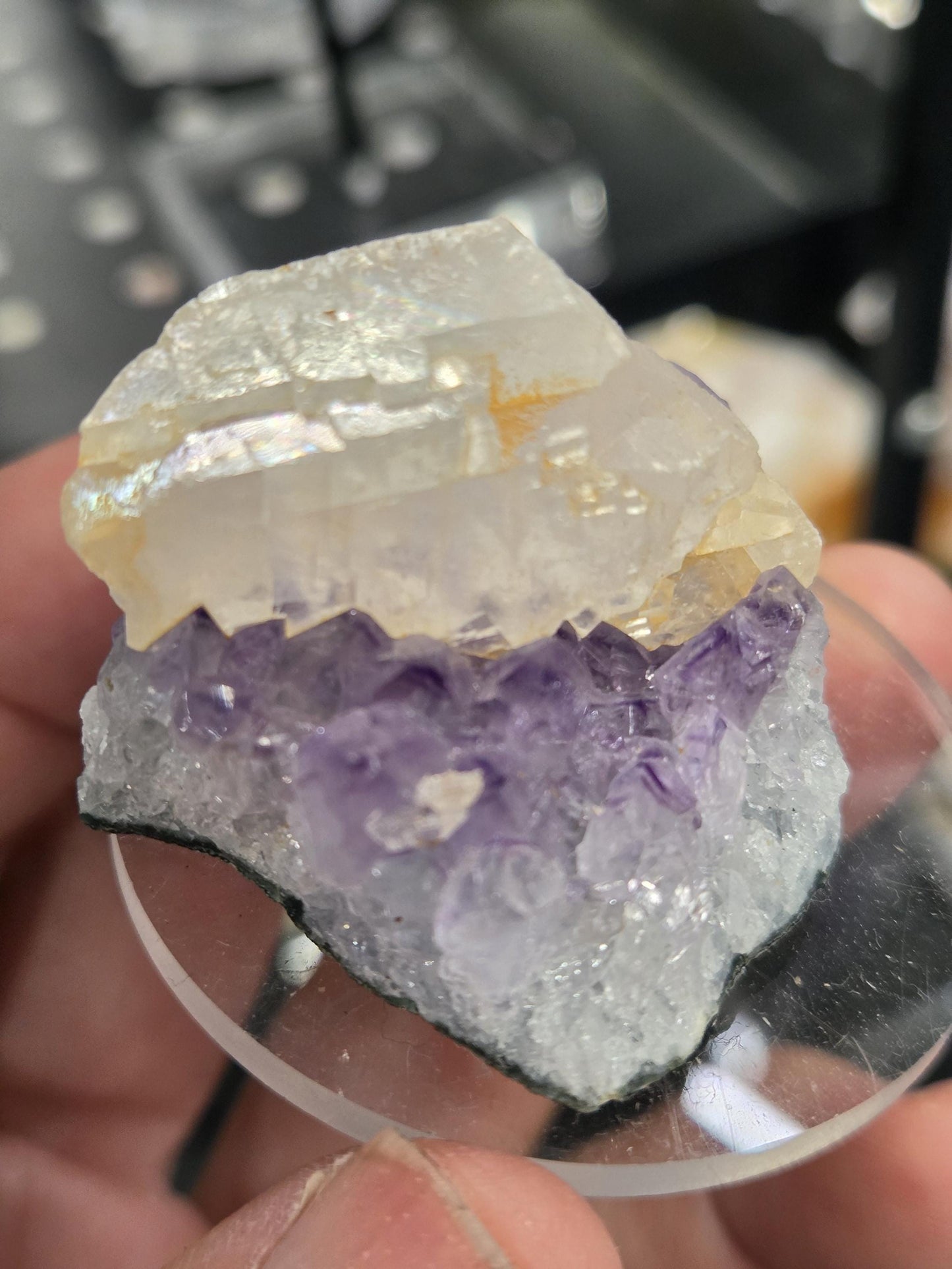Stunning Dark Purple Brazil Amethyst with Large Calcite Crystal