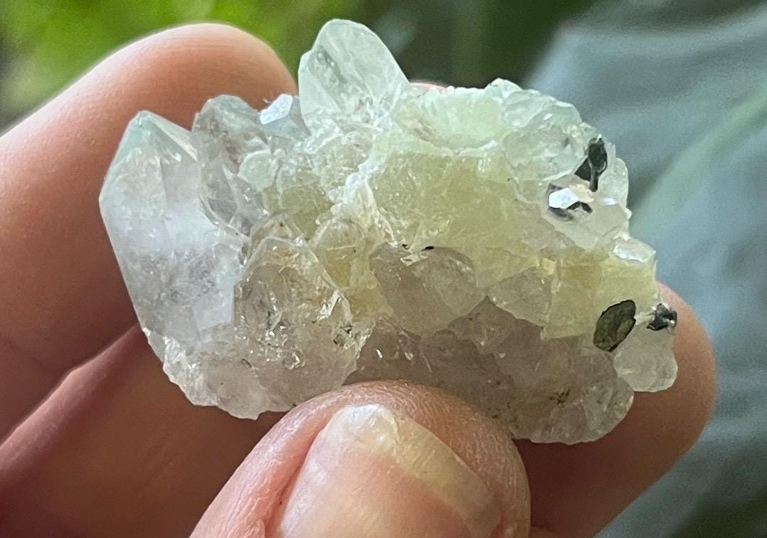 Prehnite with quartz Crystals  – Stone of Healing & Inner Peace