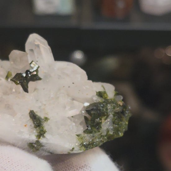 Epidote and quartz on matrix specimen