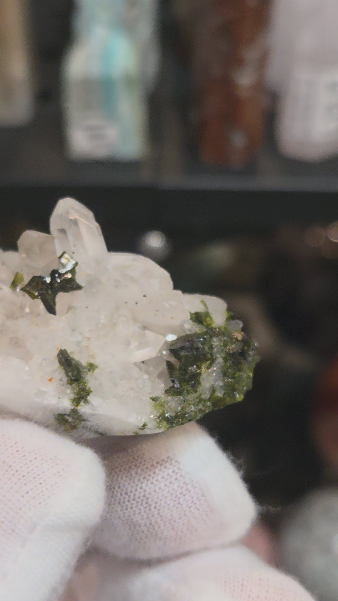 Epidote and quartz on matrix specimen