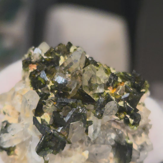 Epidote and quartz on matrix specimen