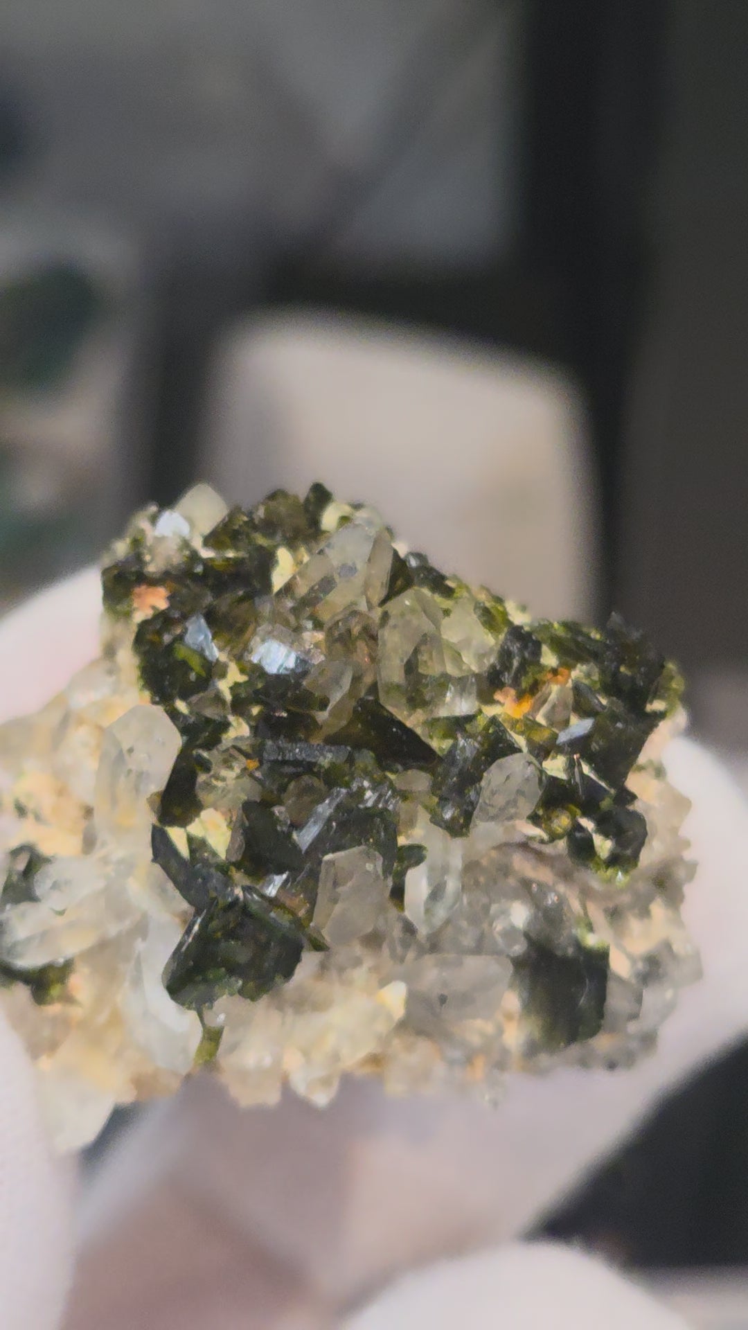 Epidote and quartz on matrix specimen