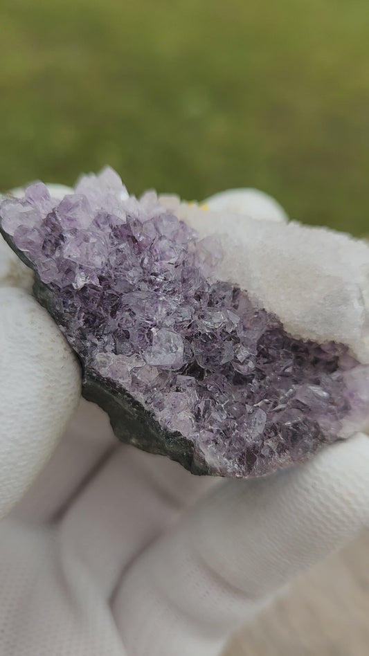 Stunning Dark Purple Brazil Amethyst with Large Calcite Crystal – Collector Grade Healing Stone for Home Décor & Energy Work