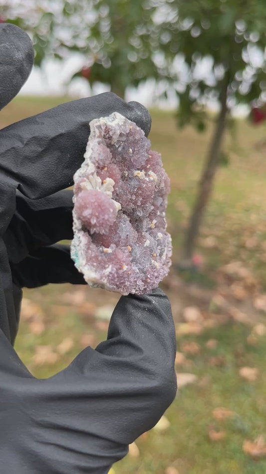 Rare Brazilian Botryoidal Amethyst Zeolite Cluster | Pink Sparkling Druzy Geode Slab | Unique Mineral Collector Specimen