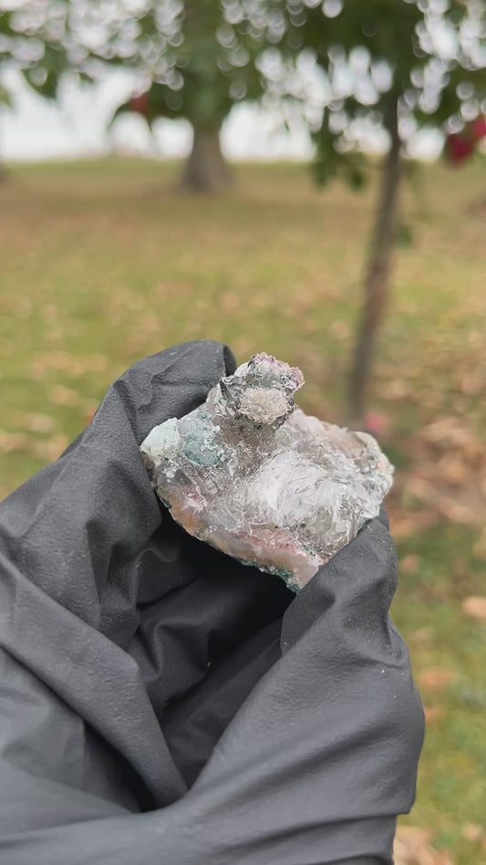 Brazilian Zeolite Flower Quartz Cluster | Rare Mint Green and Clear Crystal Specimen | Complex Chalcedony Geode Healing Stone