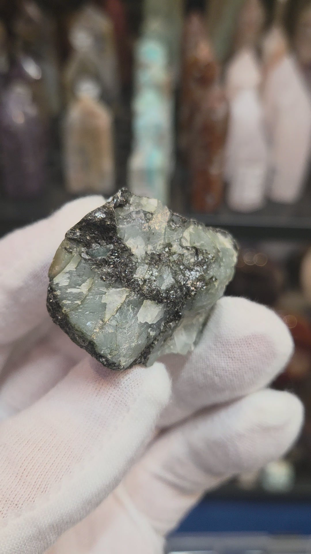 Raw green emerald on matrix specimen