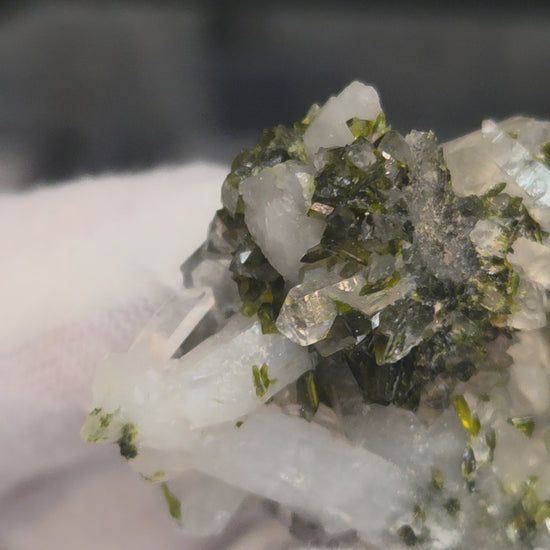 Epidote and quartz on matrix specimen