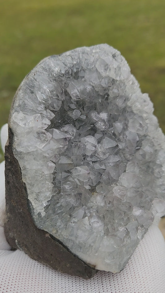 Stunning Amethyst Druzy Cluster from Brazil – Sparkling Purple Quartz Crystal Geode • Natural Healing Stone • Collector Display Specimen With Cut Base
