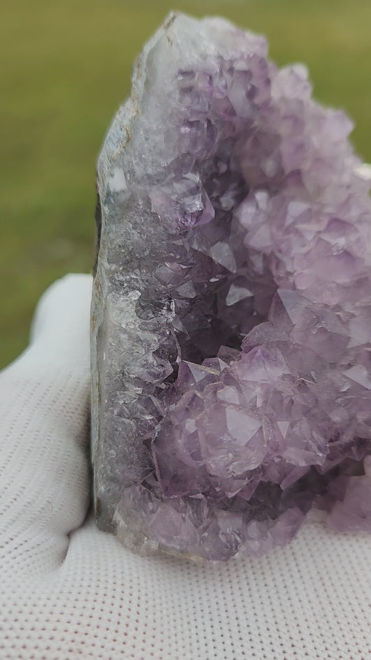 Stunning Amethyst Druzy Cluster from Brazil – Sparkling Purple Quartz Crystal Geode • Natural Healing Stone • Collector Display Specimen With Cut Base
