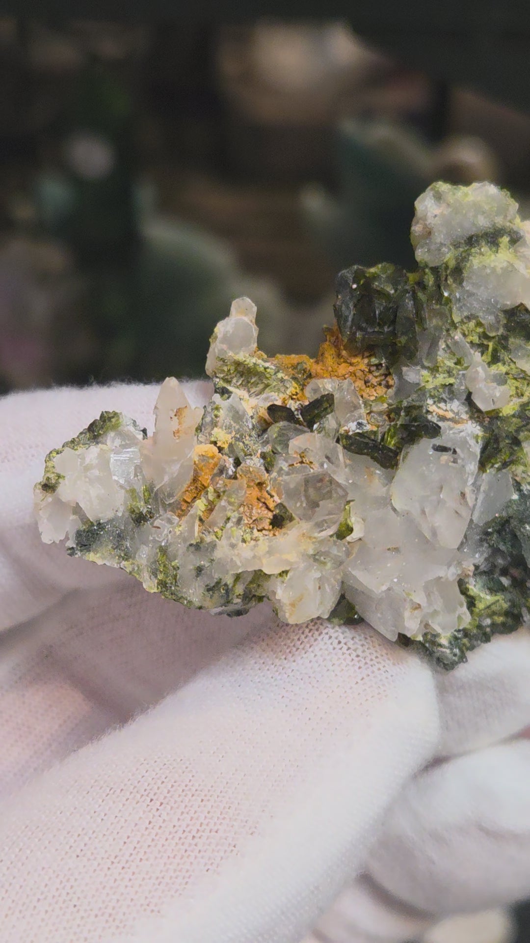 Epidote and quartz on matrix specimen