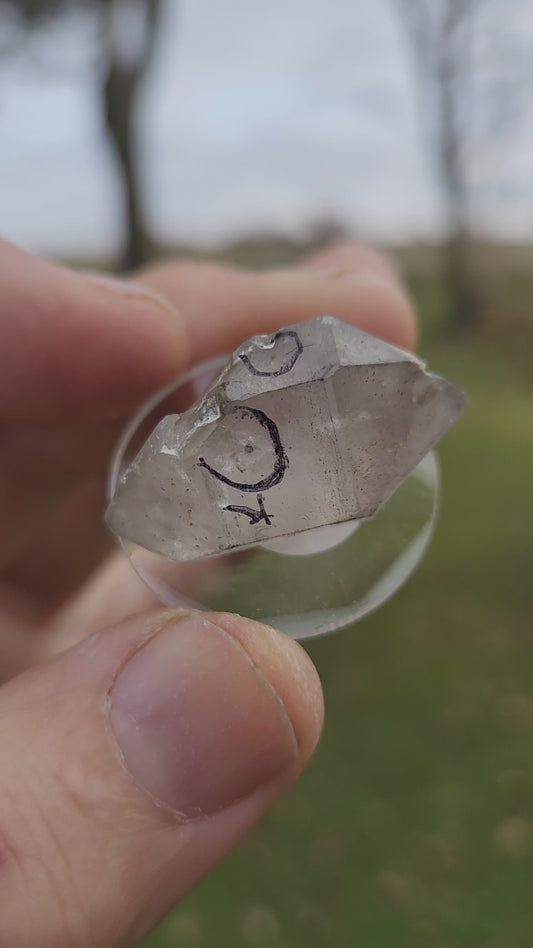 Rare Double-Terminated Herkimer Diamond with Active Enhydro – Collector Grade | Healing Crystal