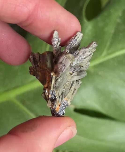 Stibnite with Fluorite Cluster | UV Reactive Crystal Specimen | Fluorescent Mineral