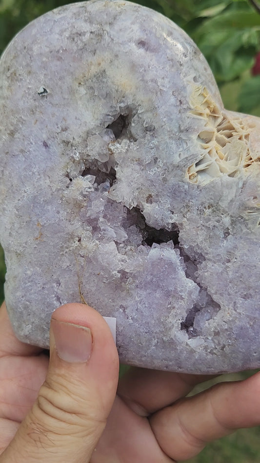 Pink Amethyst Heart Crystal – Genuine Pink Amethyst Geode Heart, Love & Healing Stone for Heart Chakra