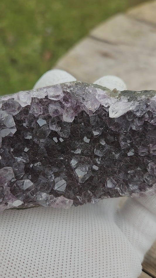 Stunning Amethyst Druzy Cluster from Brazil – Sparkling Purple Quartz Crystal Geode • Natural Healing Stone • Collector Display Specimen