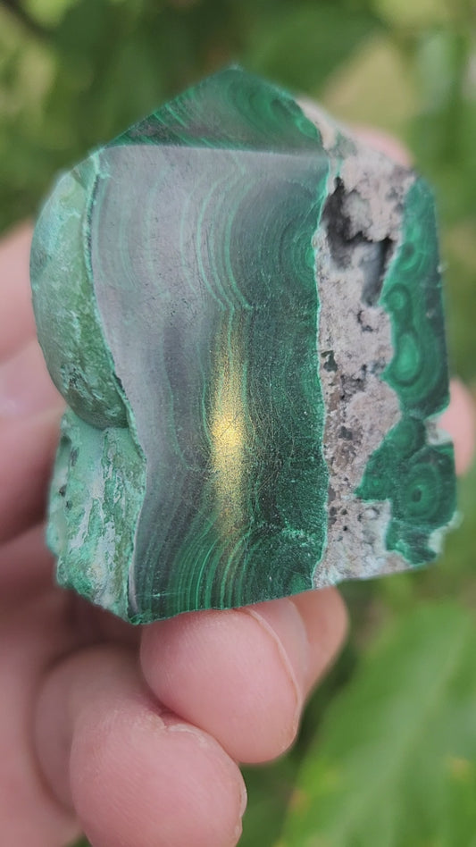 Malachite Tower Polished and Natural Facets - Powerful Stone of Transformation and Protection.