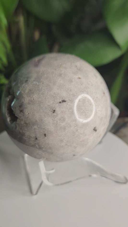 Pink Amethyst Druzy Sphere – Natural Geode Cavities • Soft Blush Crystal • Calming Energy & Emotional Healing