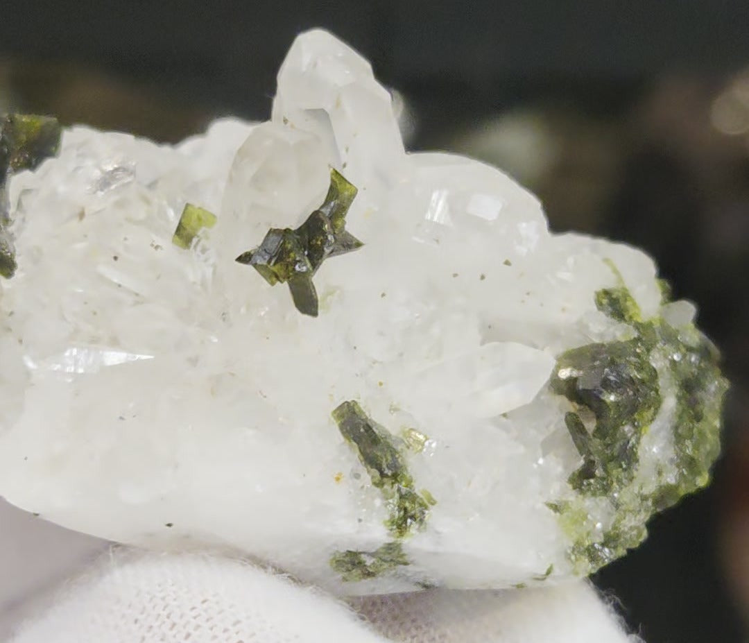 Epidote and quartz on matrix specimen