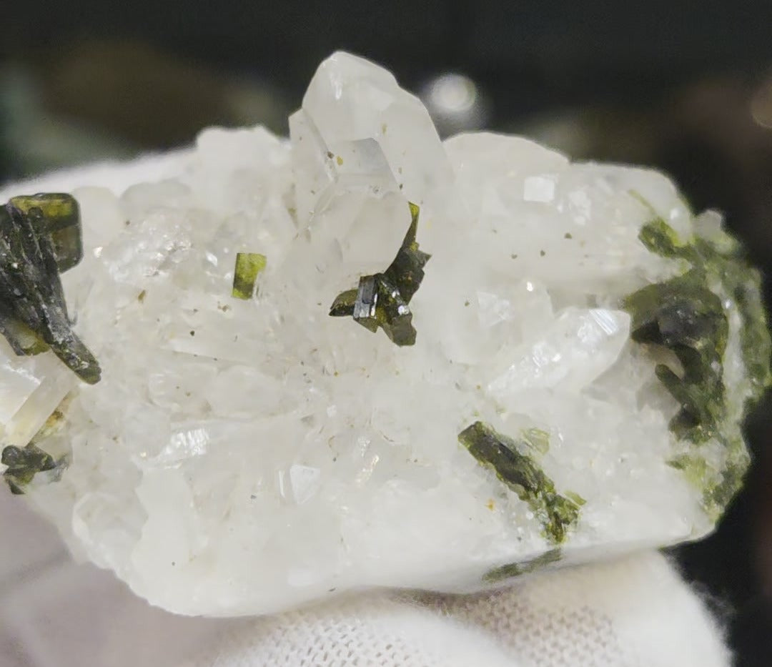 Epidote and quartz on matrix specimen