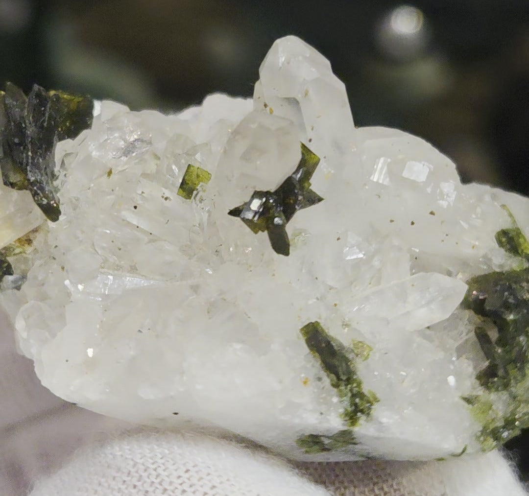 Epidote and quartz on matrix specimen
